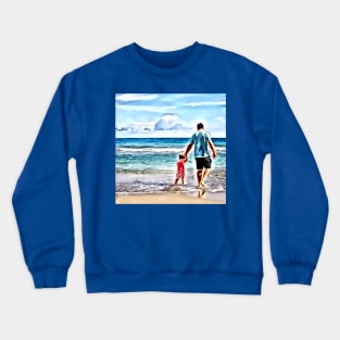 Father and child beach passive income Crewneck Sweatshirt